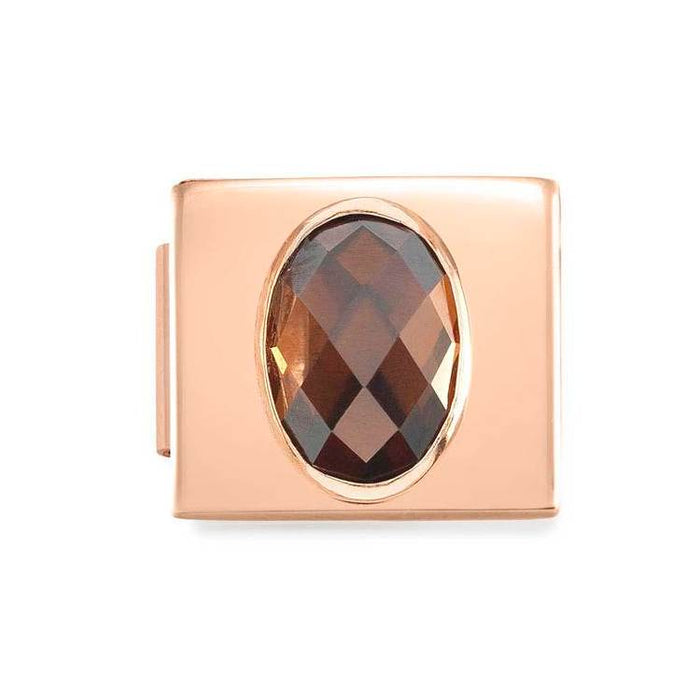 Nomination Composable Glam Link Rose Gold Faceted Oval Champagne Cubic Zirconia
