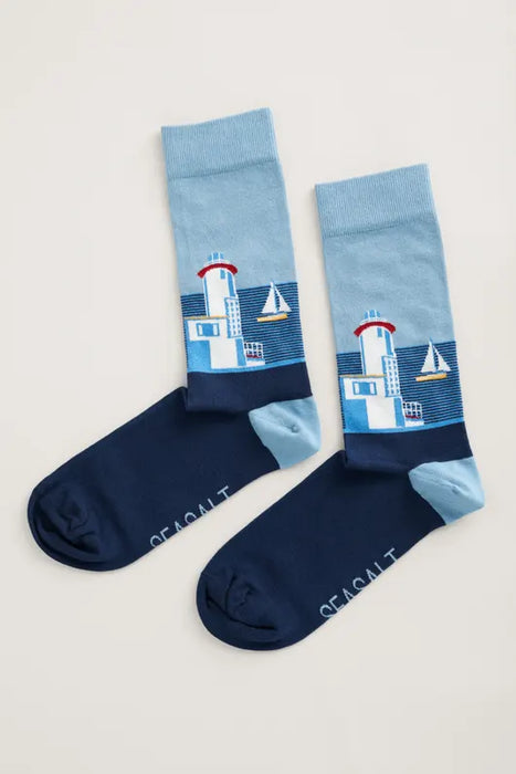 Seasalt Men's Arty Organic Cotton Socks - Tater-Du-Lighthouse Schooner