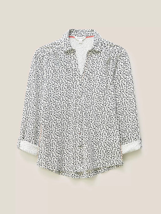 White Stuff Women's Annie Cotton Jersey Shirt Ivory Multi