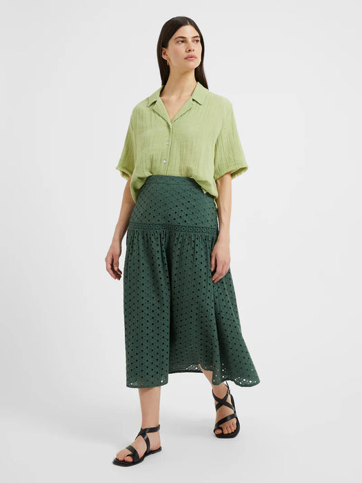 Great Plains Women's Tropical Green Atol Embroidery Midi Skirt