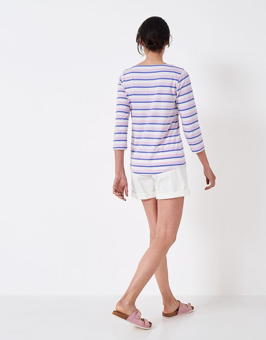 Crew Clothing Women's Essential Breton Stripe Top Lilac/Multi