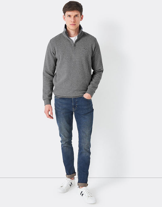 Crew Clothing Men's Classic Half Zip Sweatshirt - Grey Marl
