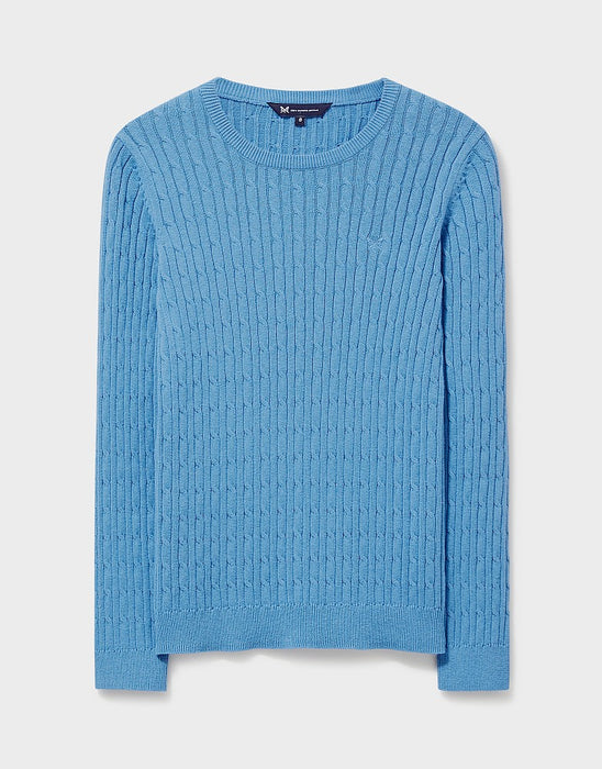 Crew Clothing Womens Heritage Cable Knit Jumper Sky Blue