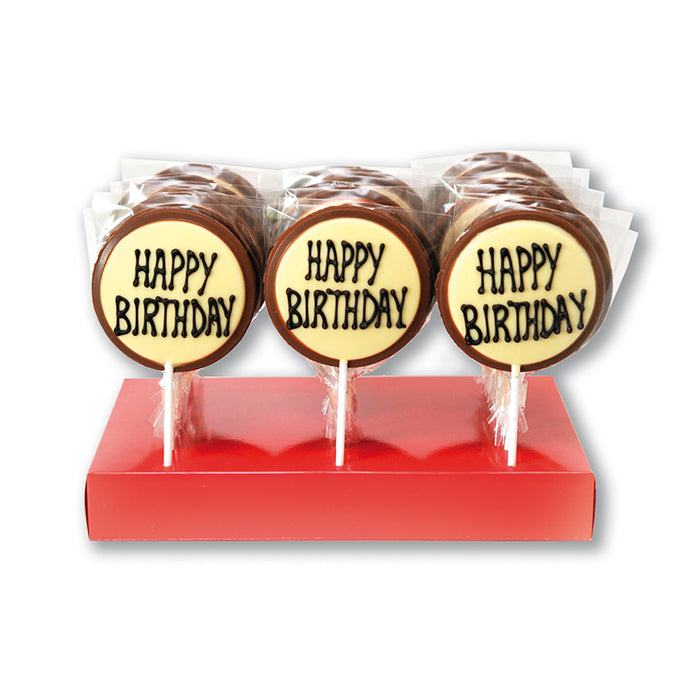 Welsh Chocolate Milk & White Chocolate Happy Birthday Lollipop