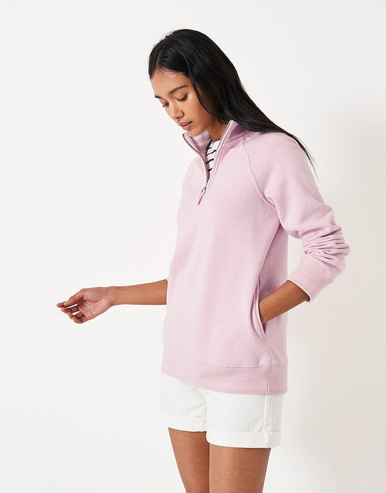 Crew Clothing Women's Half Zip Sweatshirt - Mid Pink Marl