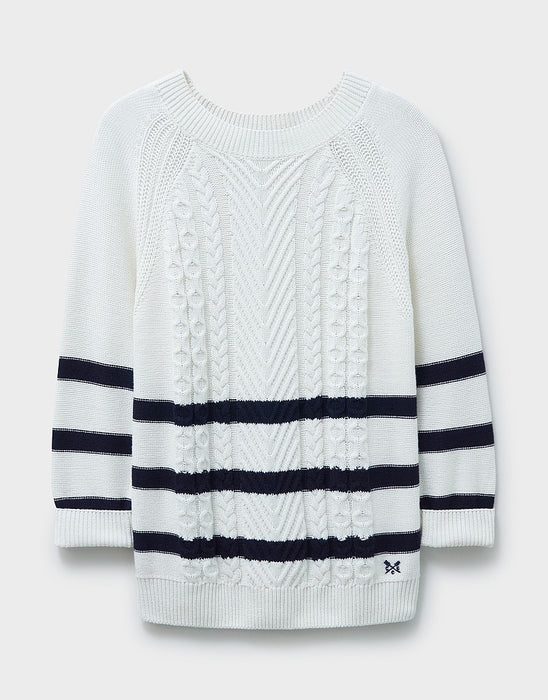 Crew Clothing Women's Rita Cable Knit Jumper - White Navy