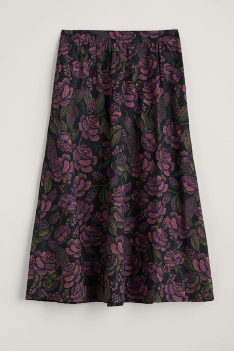 Seasalt Women's Tawny Owl Midi Skirt - Tapestry Bloom Grape