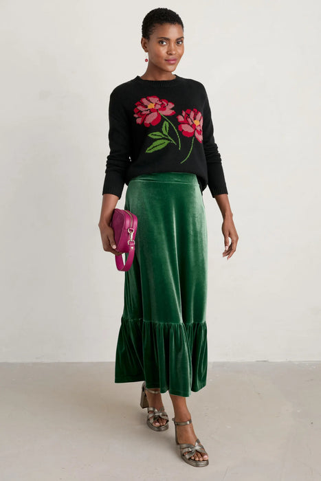Seasalt Women's Derowen Intarsia Knit Flower Jumper - Paper Rose Onyx