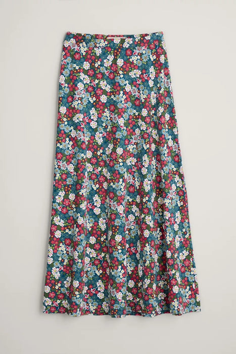 Seasalt Women's Rose Jersey Skirt - Flowery Painting Light Squid