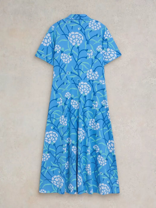 White Stuff Women's Blue Multi Rua Jersey Print Midi Dress