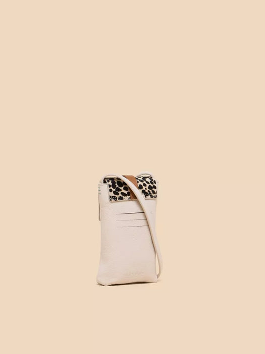White Stuff Women's Clara Buckle Leather Phone Bag - Natural Print