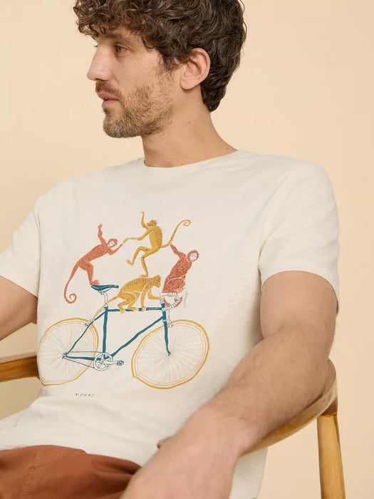 White Stuff Men's White Print Monkey On A Bike Graphic Tee