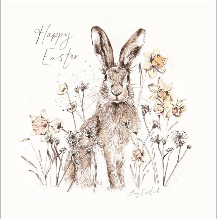 Woodmansterne Happy Easter Hare And Wildflowers Card