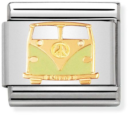 Nomination Classic Gold Peace and Love Green Van Charm