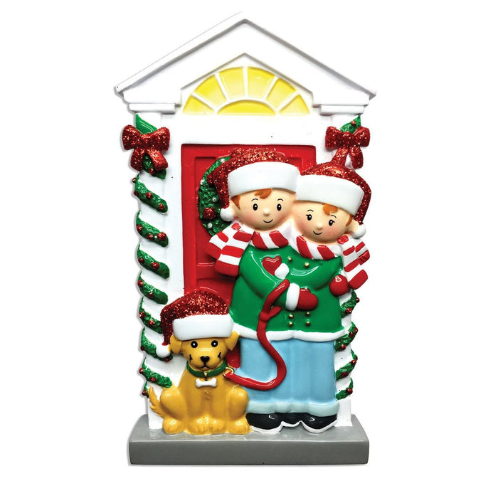 Couple with Dog Christmas Personalised Ornament