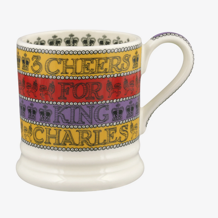 Emma Bridgewater 3 Cheers For King Charles Half Pint Mug