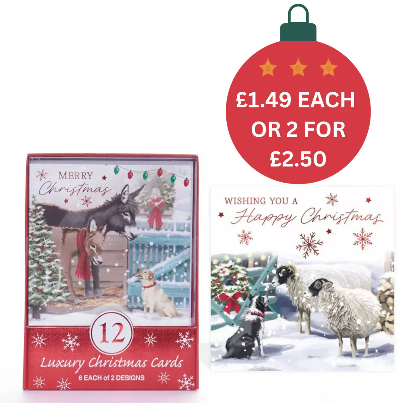 Tiger Feet Boxed 12 Luxury Christmas Cards - 2 FOR £2.50
