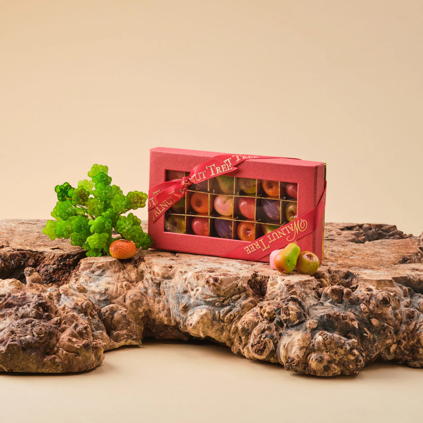marzipan bars, individual chocolates and marzipan fruits