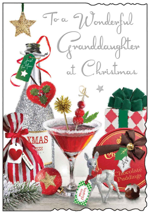 Jonny Javelin 'Granddaughter Cocktail Bambi' Christmas Card