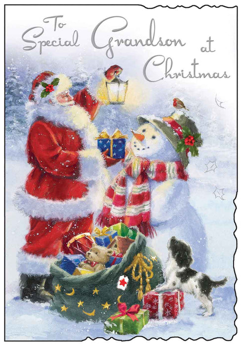 Jonny Javelin 'Grandson Santa Snowman' Christmas Card