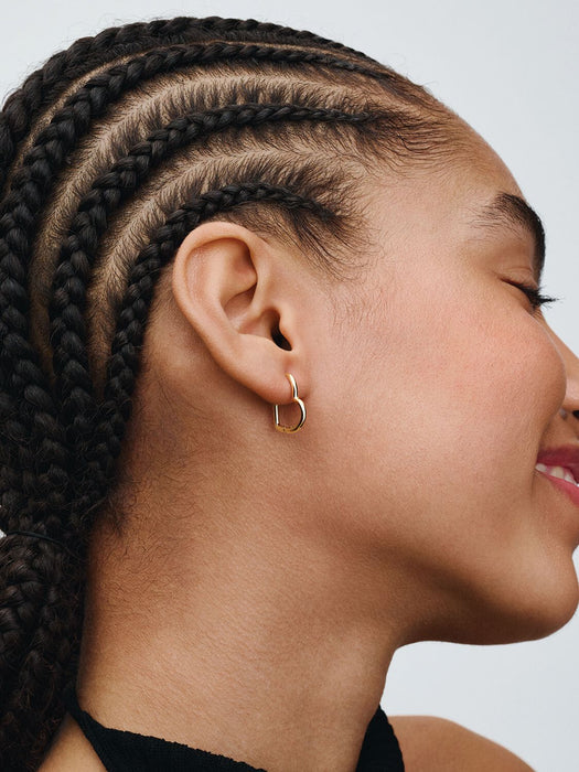 Pandora Asymmetrical Heart Hoop Gold Earrings