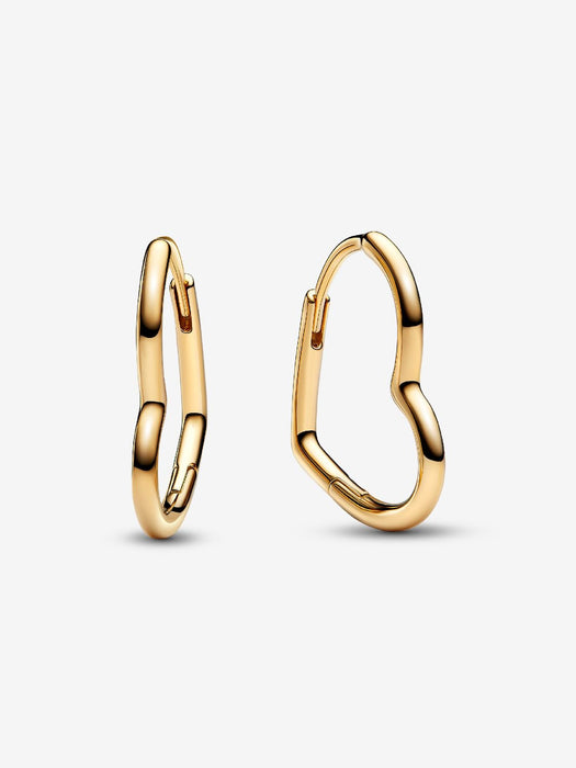 Pandora Asymmetrical Heart Hoop Gold Earrings