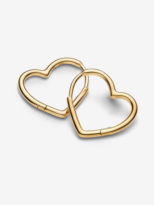 Pandora Asymmetrical Heart Hoop Gold Earrings