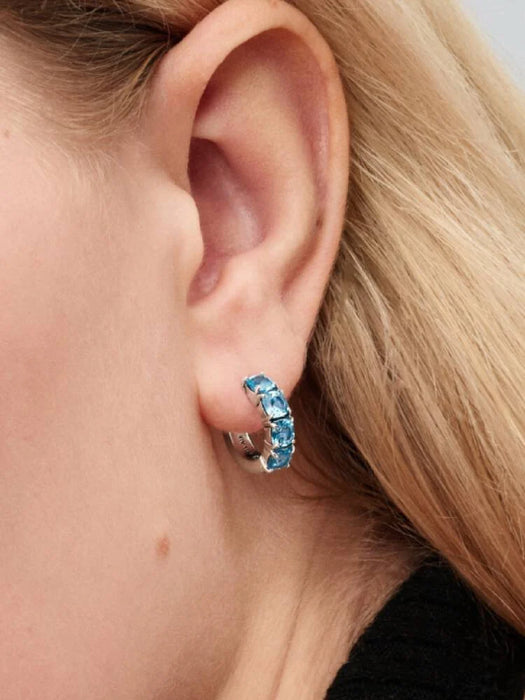 Pandora Blue Hoop Earrings Sterling Silver