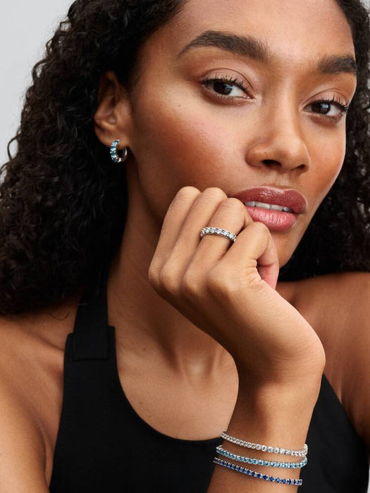 Pandora Blue Hoop Earrings Sterling Silver