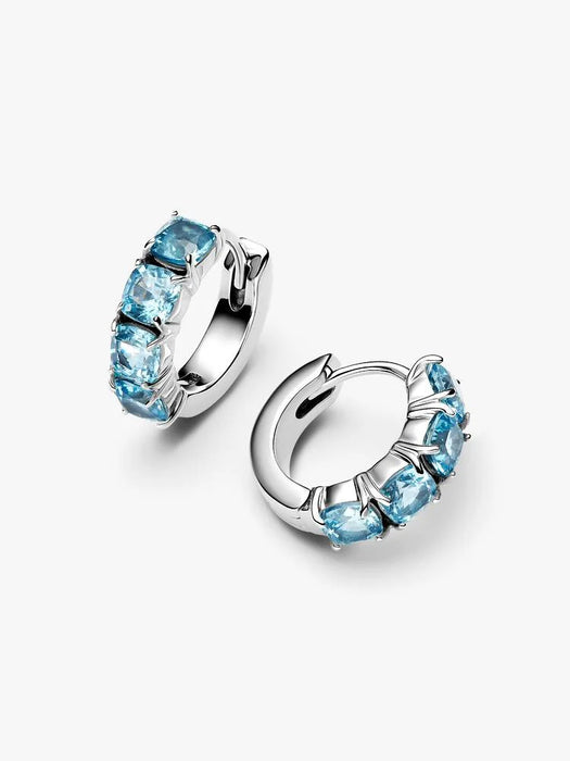 Pandora Blue Hoop Earrings Sterling Silver