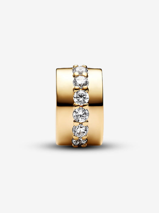 Pandora Clear Sparkling Row Clip Gold Charm