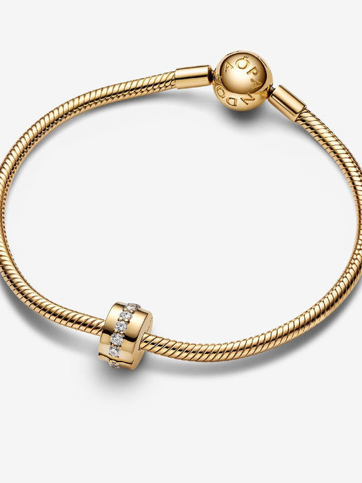 Pandora Clear Sparkling Row Clip Gold Charm