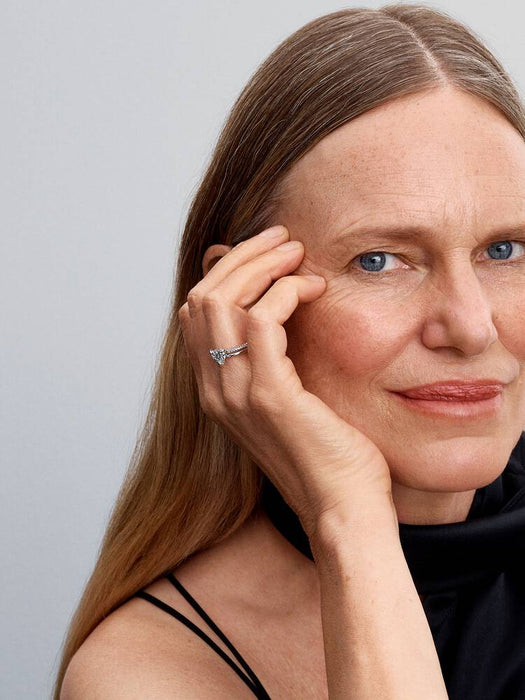 Pandora Double Band Heart Ring Sterling Silver