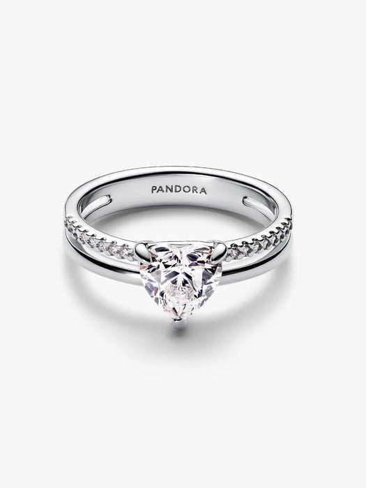 Pandora Double Band Heart Ring Sterling Silver