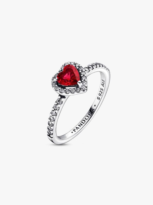 Pandora Elevated Red Heart Ring Sterling Silver