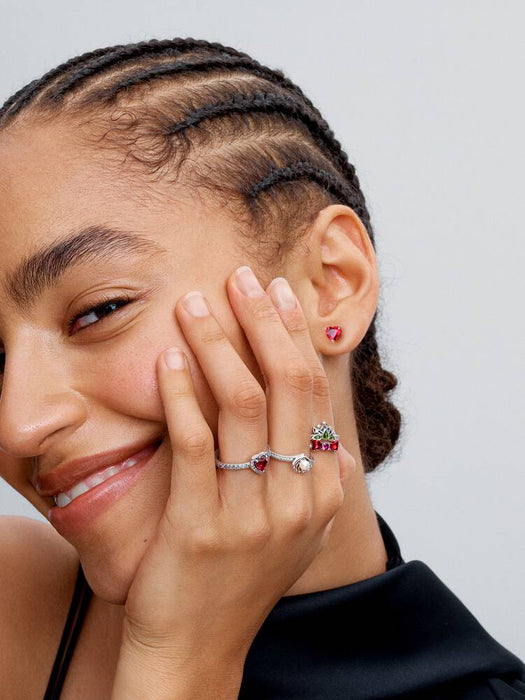 Pandora Elevated Red Heart Ring Sterling Silver