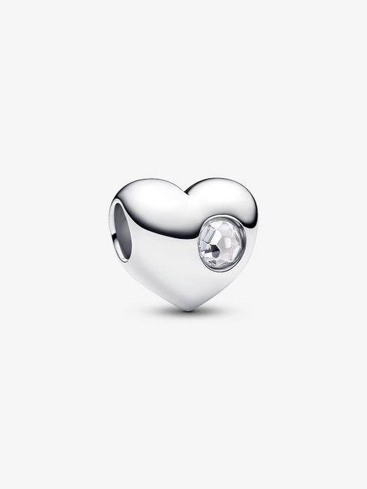 Pandora Engravable April Birthstone Heart Charm Sterling Silver