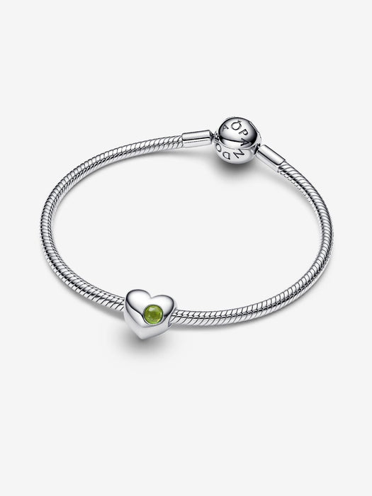 Pandora Engravable August Birthstone Heart Charm Sterling Silver
