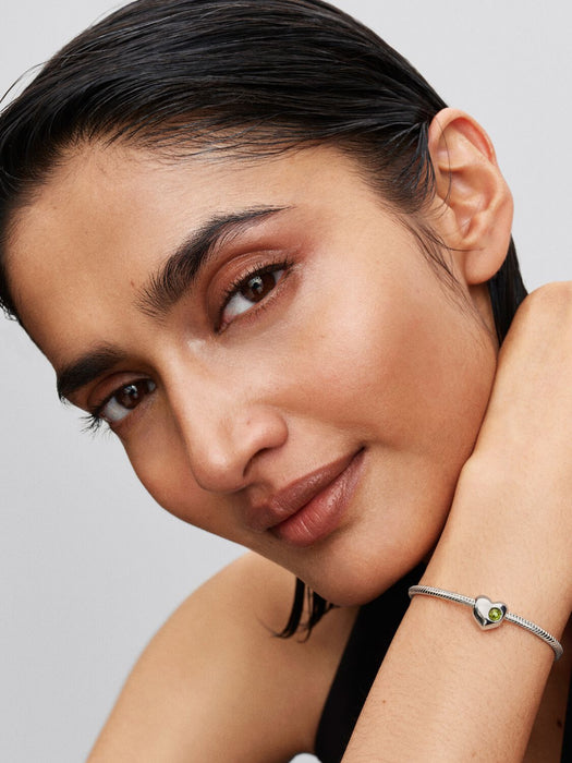 Pandora Engravable August Birthstone Heart Charm Sterling Silver