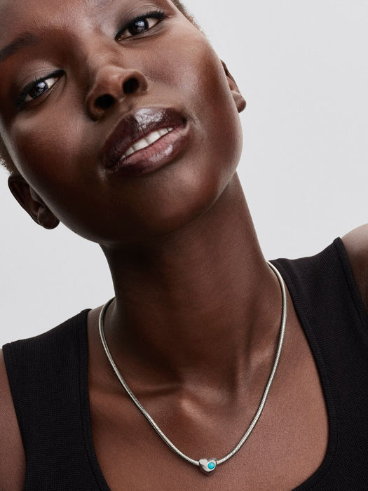 Pandora Engravable December Birthstone Heart Charm Sterling Silver