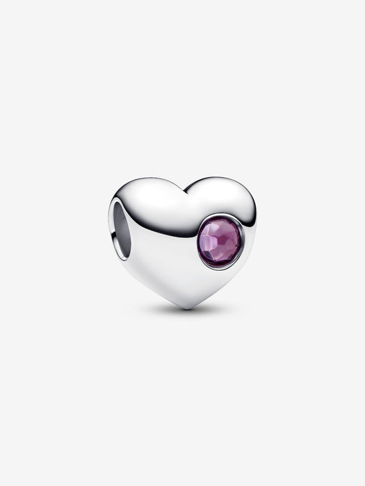 Pandora Engravable February Birthstone Heart Charm Sterling Silver