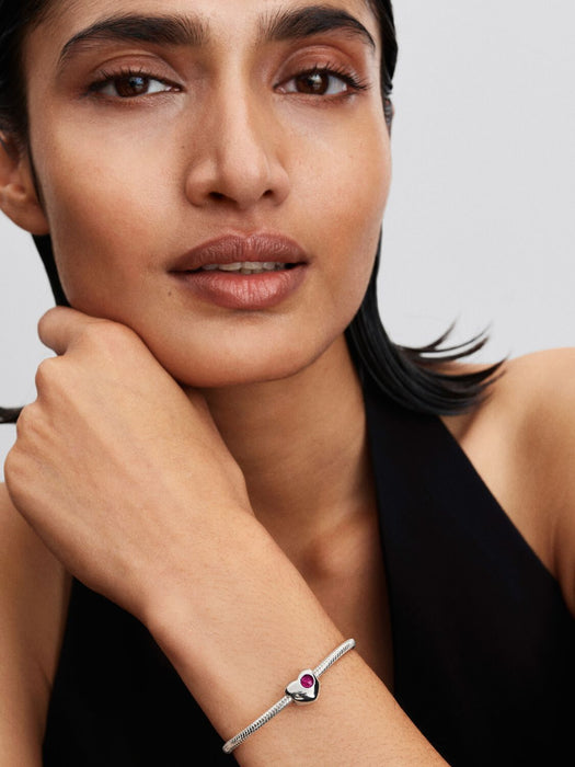 Pandora Engravable July Birthstone Heart Charm Sterling Silver