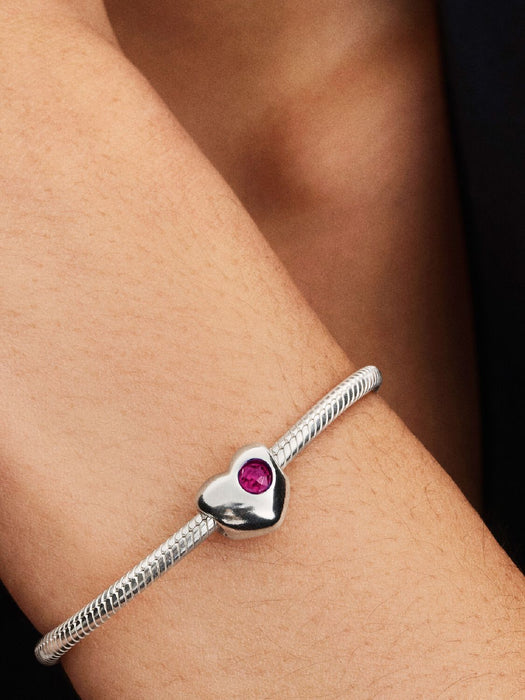 Pandora Engravable July Birthstone Heart Charm Sterling Silver