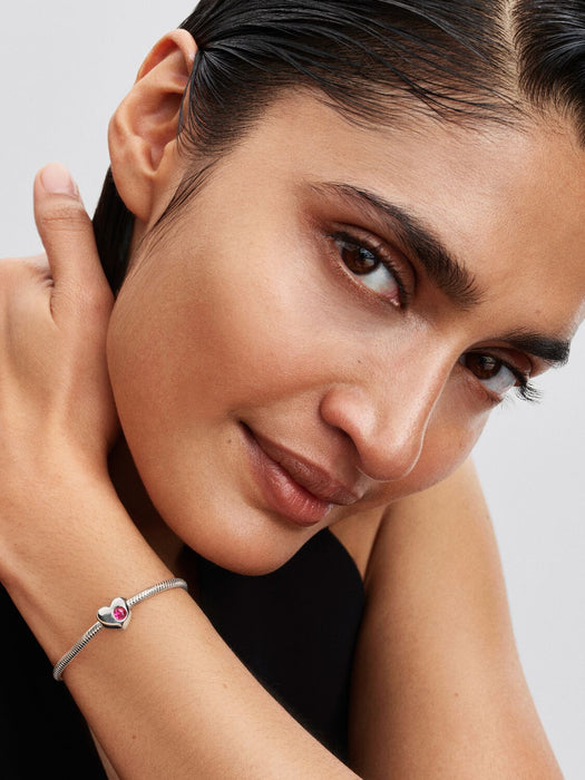 Pandora Engravable October Birthstone Heart Charm Sterling Silver