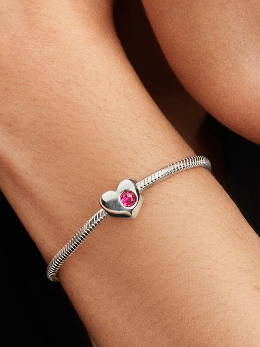 Pandora Engravable October Birthstone Heart Charm Sterling Silver