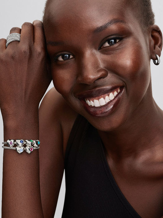 Pandora Engravable October Birthstone Heart Charm Sterling Silver