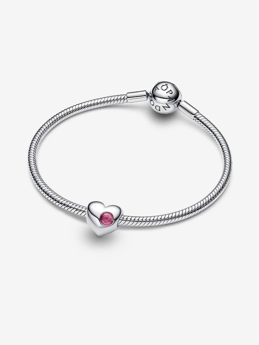Pandora Engravable October Birthstone Heart Charm Sterling Silver