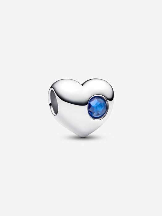Pandora Engravable September Birthstone Heart Charm Sterling Silver