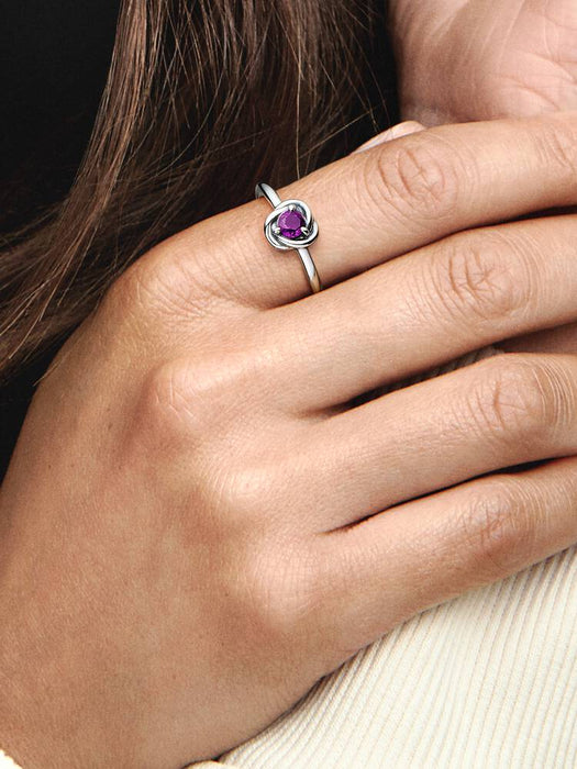 Pandora February Birthstone Eternity Circle Ring Sterling Silver