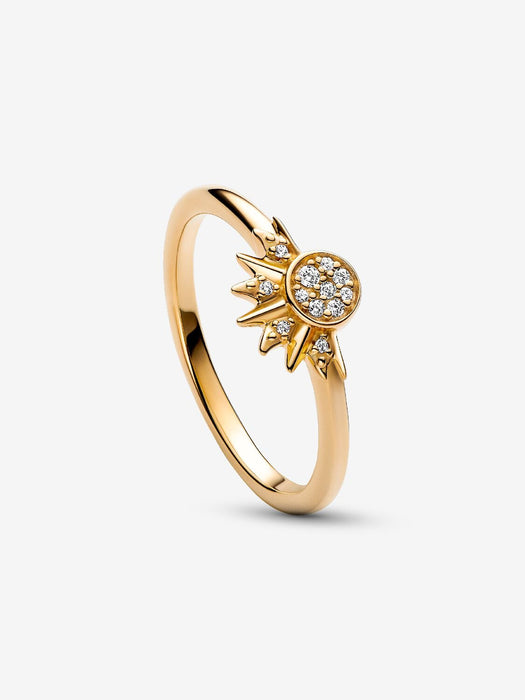 Pandora Celestial Sparkling Sun Gold Ring 14k Gold Plating